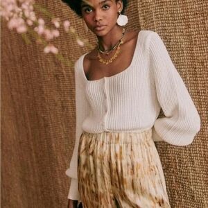 Sezane Cotton Marietta Cardigan L